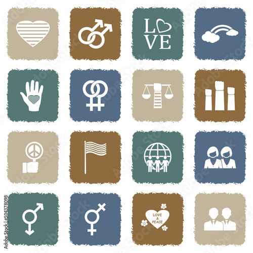 LGBT Icons. Grunge Color Flat Design. Vector Illustration.