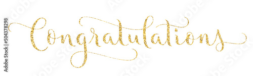 CONGRATULATIONS gold glitter vector brush calligraphy banner with flourishes