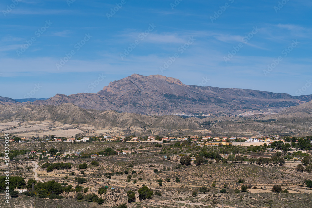 Mountain view from Busot Spain historic Spanish village tourist attraction near El Campello and Alicante