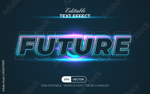 Future text effect neon style. Editable text effect.