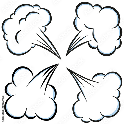 Comic style speed element set. Bad smell smoke cloud isolated on white background.