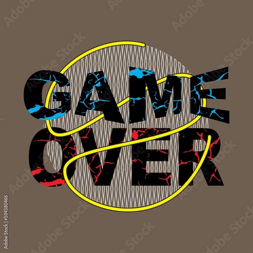 game over Premium Vector illustration of a text graphic. suitable screen printing and DTF for the design boy outfit of t-shirts print, shirts, hoodies baba suit, kids cottons, etc.
