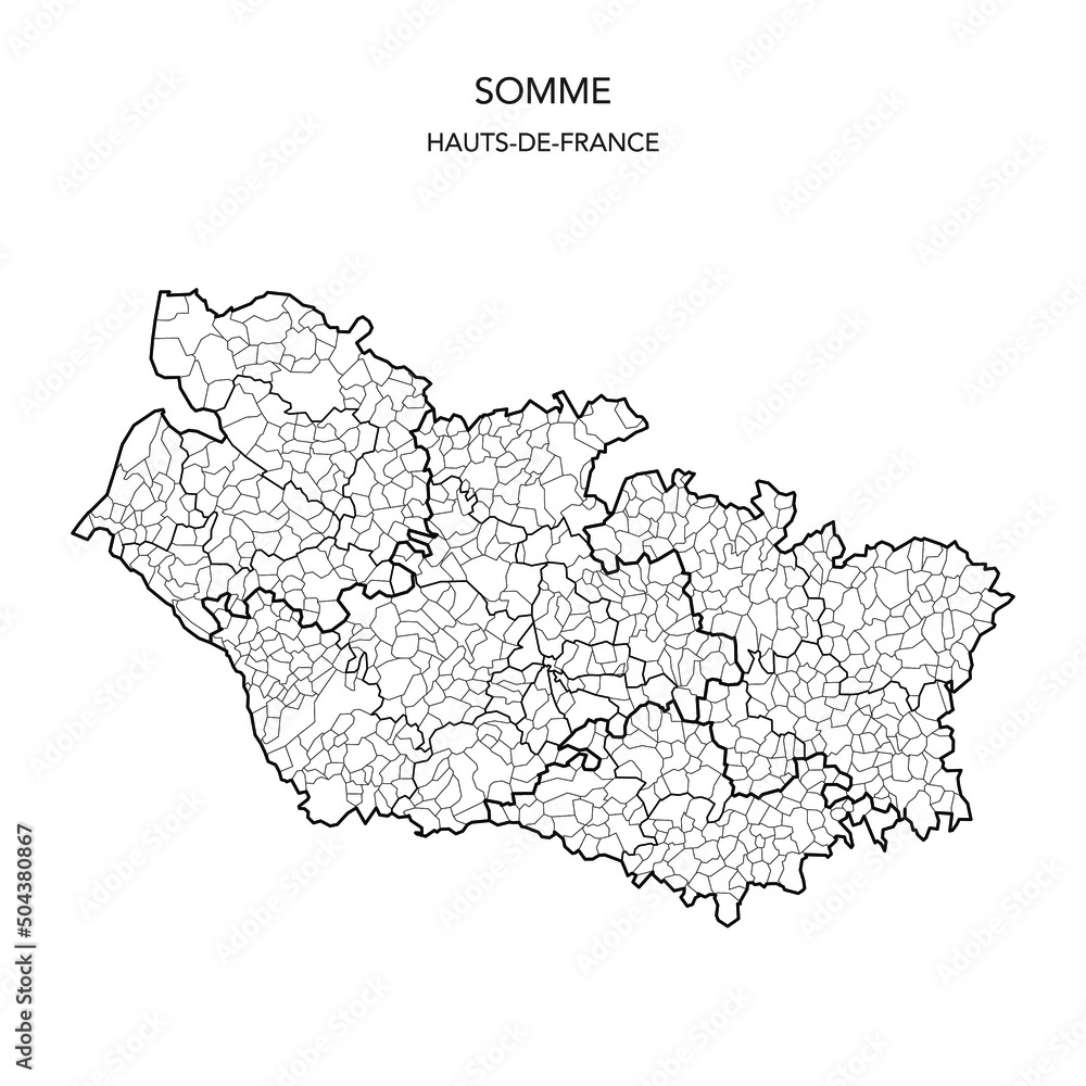 Vector Map of the Geopolitical Subdivisions of the French Department of