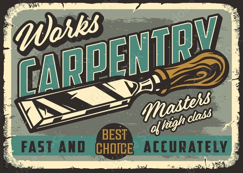 Woodworking tool vintage poster with inscription