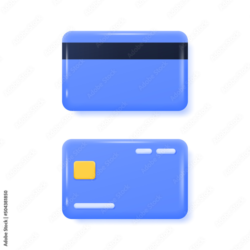 credit card front and back view. vector realistic 3d illustration isolated on white background. credit card front and back view. vector realistic 3d illustration isolated on white background.