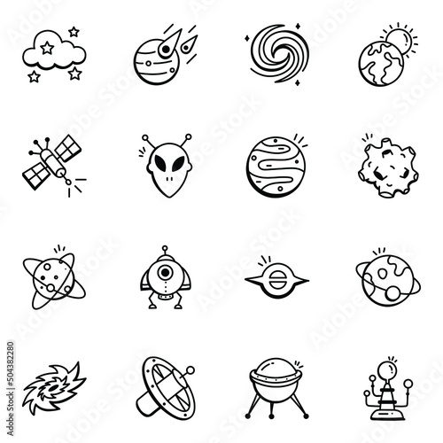 Pack of Space and Astronomy Doodle Icons 