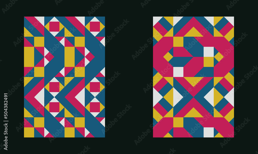 A set of abstract geometric Block Color Art Cover. Colorful trendy patterns ideal for interior, banner, package, label, web background, presentation, poster, wall art, cover. EPS8 #02