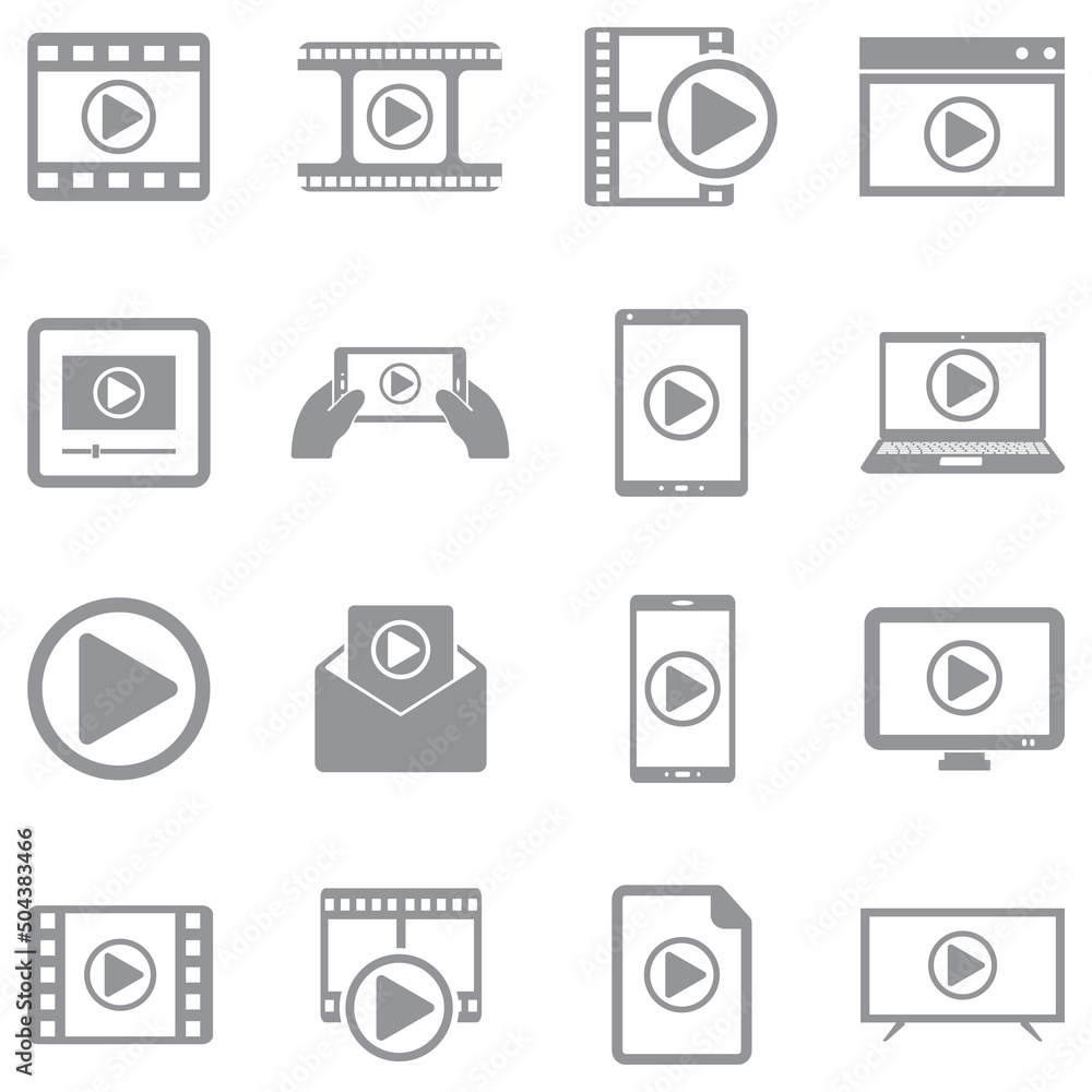 Media Player Icons. Gray Flat Design. Vector Illustration. Media Player Icons. Gray Flat Design. Vector Illustration.