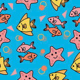 cute star fish animal seamless pattern wallpaper with design light sea blue.