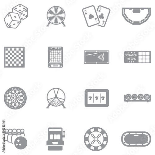 Entertainment Icons. Gray Flat Design. Vector Illustration.