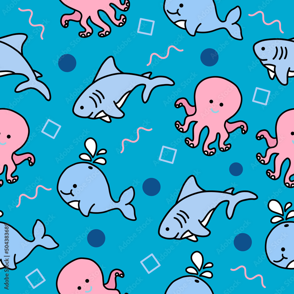 Seamless patterns with sea animals Cute blue whales jellyfish and  starfishes on light purple background Vector For design decor printing  textiles packaging and wallpaper 2182418 Vector Art at Vecteezy