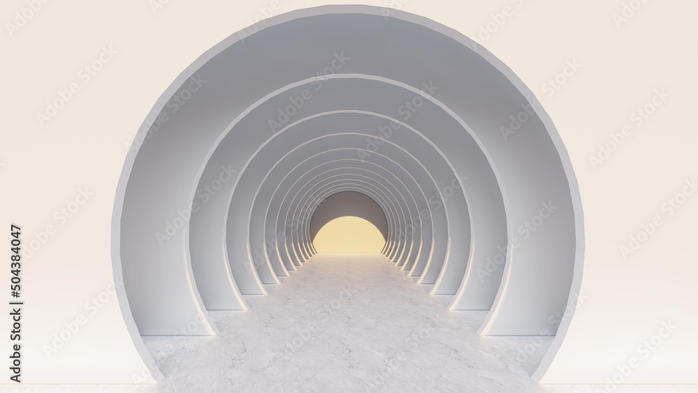Obraz premium Architecture interior background glowing empty arched pass 3d render