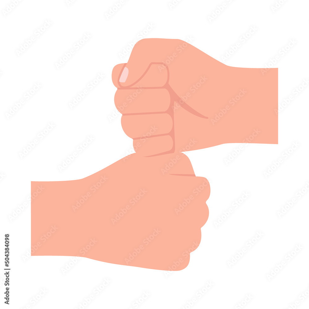 Two fist in greeting communication or in fight, conflict, bump hand. Relationship people, sign success or suppress. Vector illustration Two fist in greeting communication or in fight, conflict, bump hand. Relationship people, sign success or suppress. Vector illustration