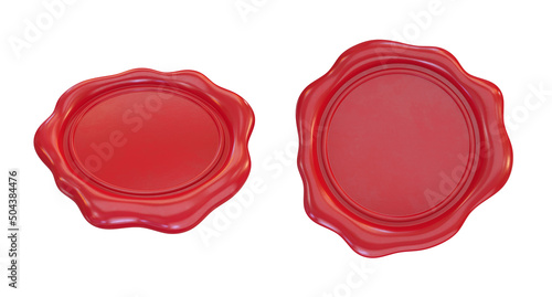 Wax print of red color set on a white background, 3d render