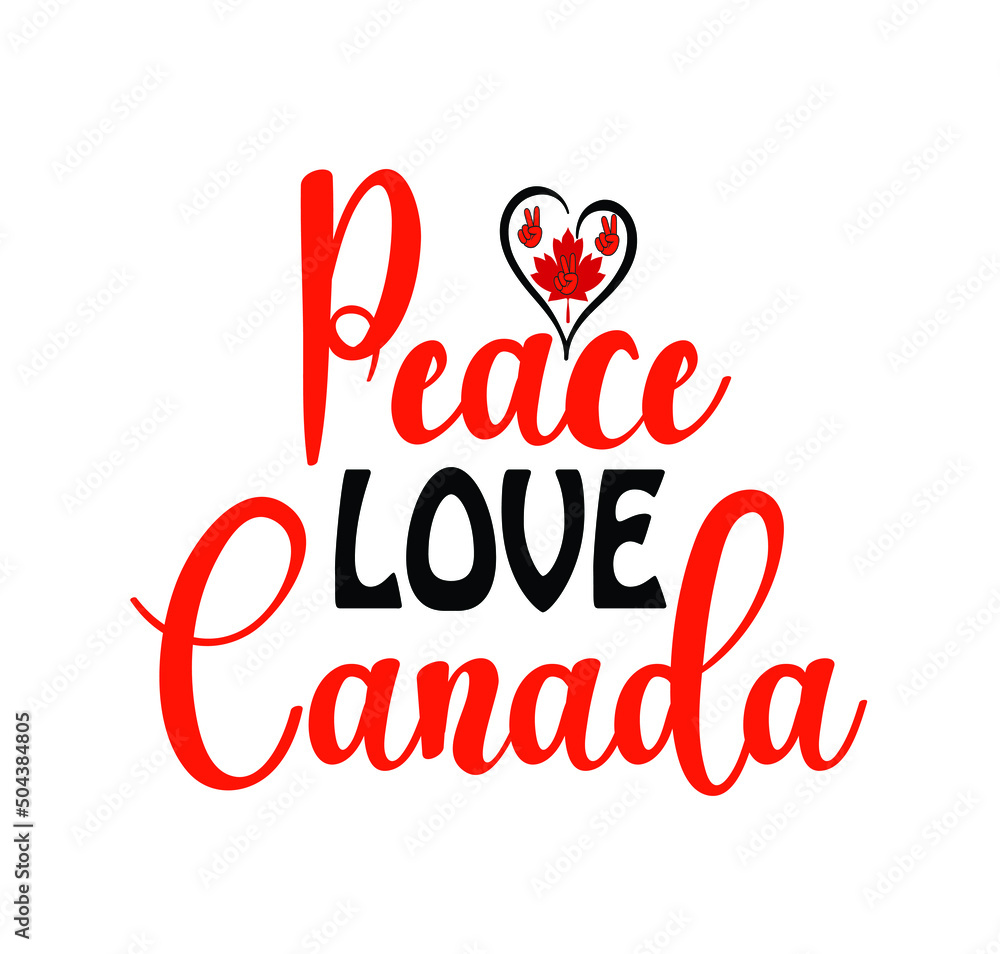 Happy Canada day illustration with flat symbols and hand drawn lettering, Canada day vector Illustration 1st July. Vector Illustration greeting card. Canada Maple leaves on white background