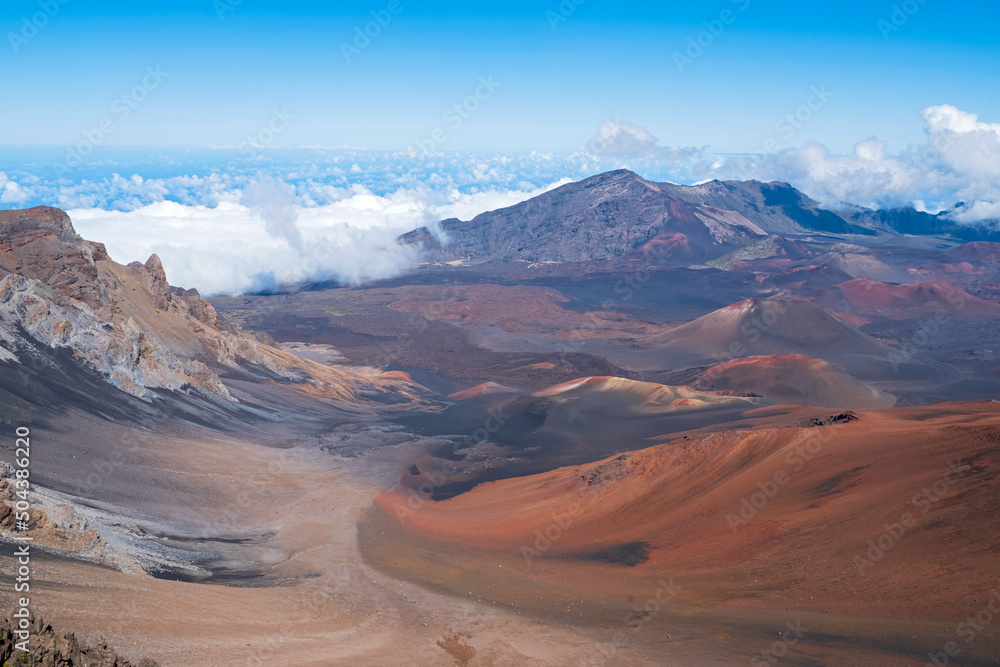 mountains and valleys of haleakala crater from sliding sands trail