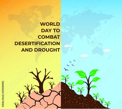 World Day Combat Desertification And Drought. Template for background, banner, card, poster. vector illustration.