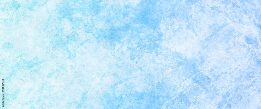 White and blue color frozen ice surface design abstract background. blue and white watercolor paint splash or blotch background with fringe bleed wash and bloom design.	 - obrazy, fototapety, plakaty 