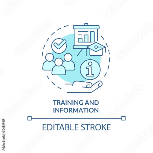 Training and information turquoise concept icon. Cooperative principle abstract idea thin line illustration. Isolated outline drawing. Editable stroke. Arial, Myriad Pro-Bold fonts used