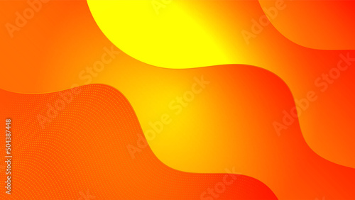Orange and yellow colored geometric vector background with thin frame and abstract dots and lines