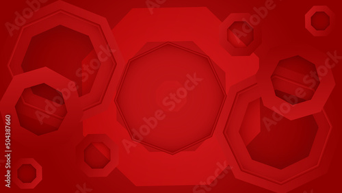Red abstract background. Abstract composition of 3D circle. Modern geometric red background insulated black