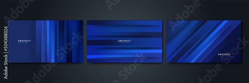 Bright navy blue dynamic abstract vector background with diagonal lines. Trendy classic color of 2022. 3d cover of business presentation banner for sale event night party. Fast moving soft shadow dots