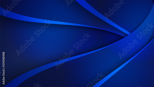 Vector background long banner template. Abstract blue gradient background with halftone lines dots waves curves hexagon circles