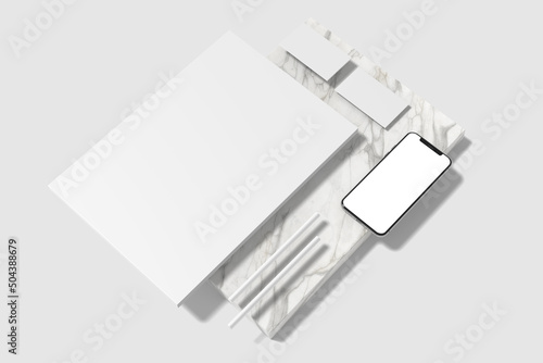  Realistic Blank Stationery and Smartphone Mockup 