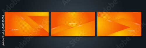 Set of Modern gradient orange Abstract with smooth line design background