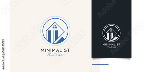 Minimalist House Logo Design with Line Style. Simple and Minimal Real Estate Business Logo