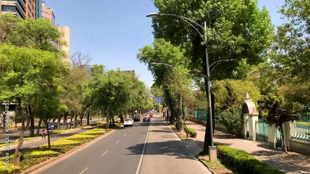 Shot of Paseo de la Reforma in Mexico city, near national auditorium Shot of Paseo de la Reforma in Mexico city, near national auditorium