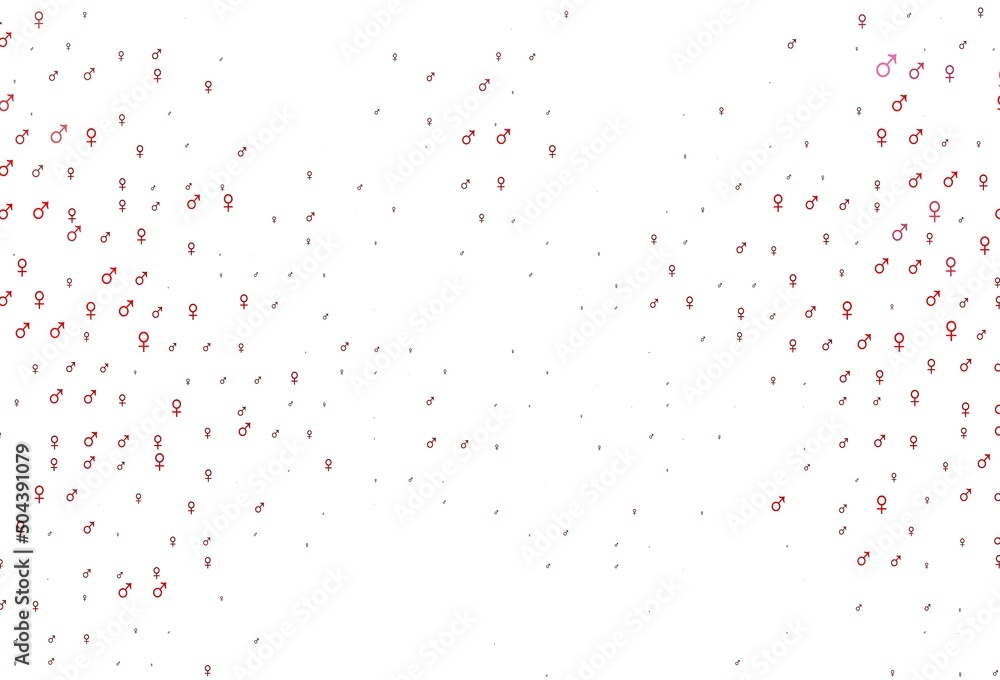 Light red vector backdrop with gender signs.