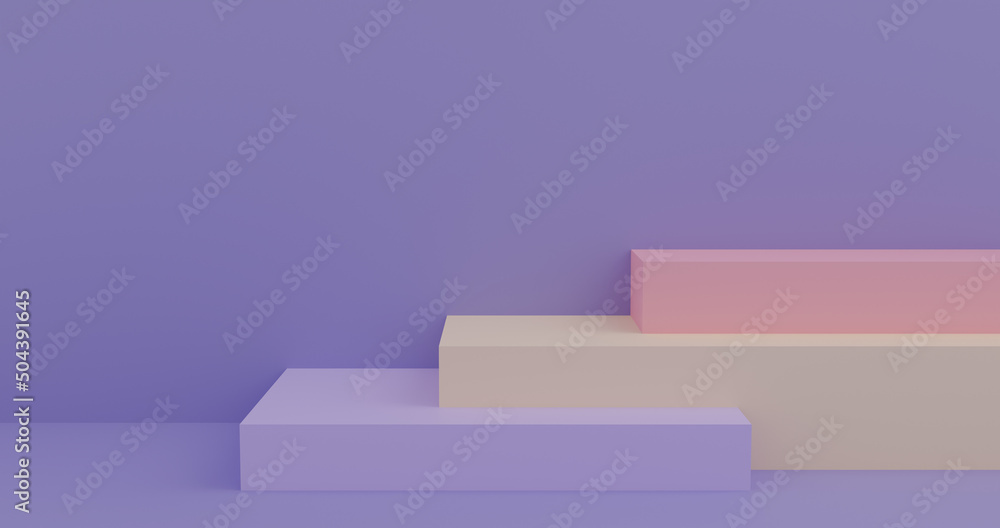 Empty 3d rendered pastel purple product display podium banner background with copy space for showcase product Empty 3d rendered pastel purple product display podium banner background with copy space for showcase product