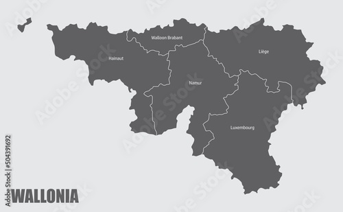 Wallonia administrative map photo