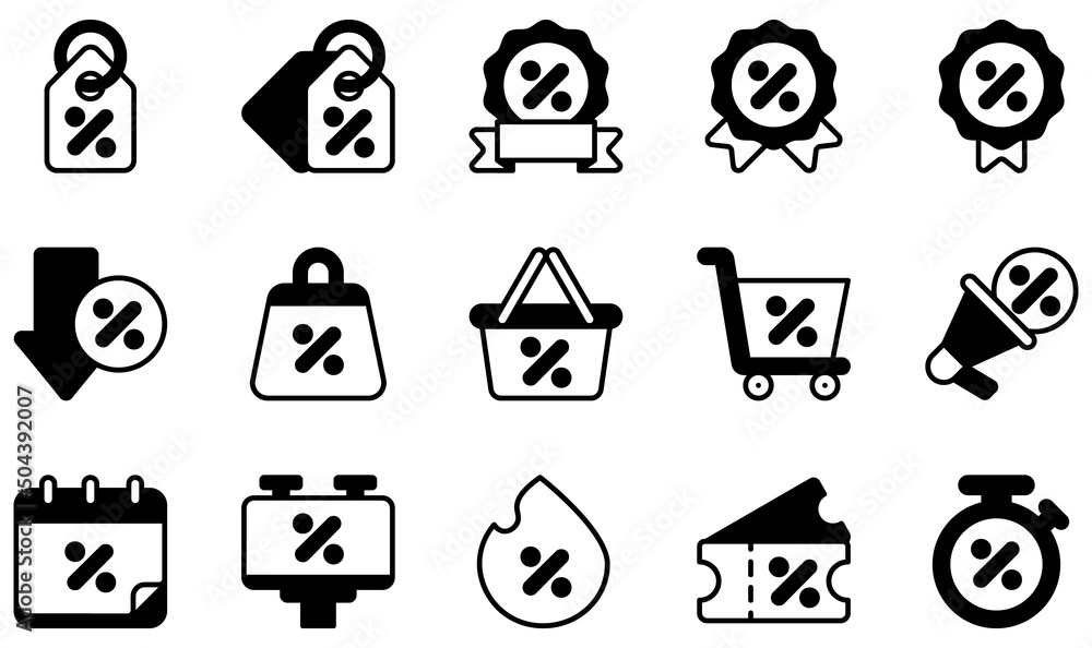 Set of Vector Icons Related to Discount. Contains such Icons as Tag, Discount, Promotion, Basket, Shopping, Hot Sale and more. Set of Vector Icons Related to Discount. Contains such Icons as Tag, Discount, Promotion, Basket, Shopping, Hot Sale and more.