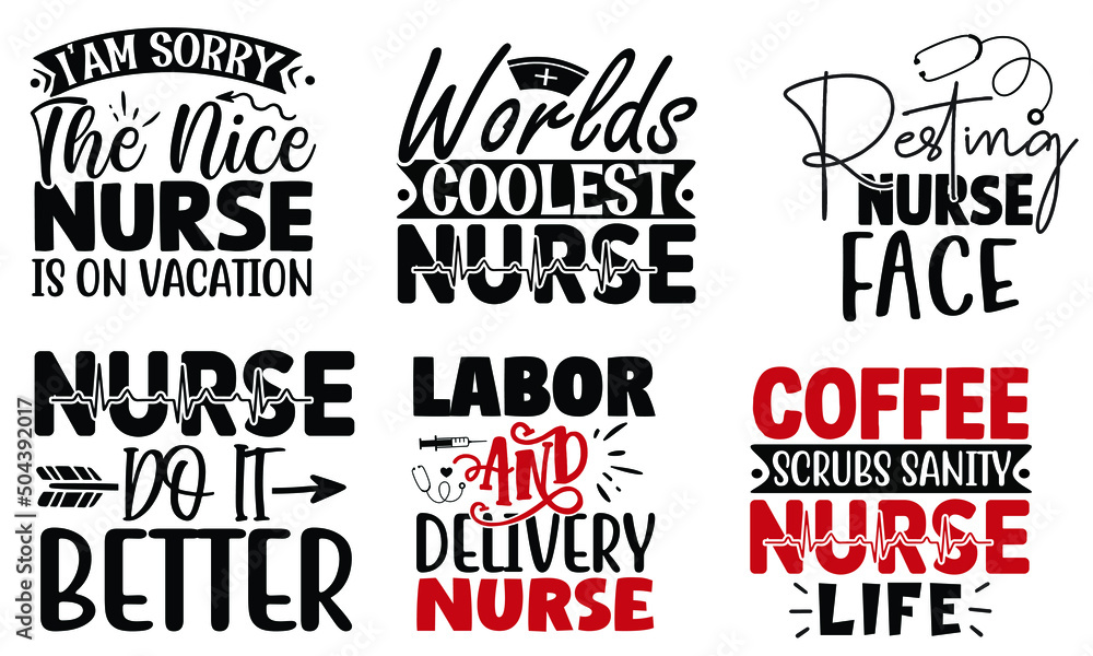 Obraz premium Nurse SVG T shirt Design Bundle