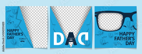 Father's Day social media template set.Father's Day posters for greeting banners, ads, posters, flyers, social media, promotions, and sales