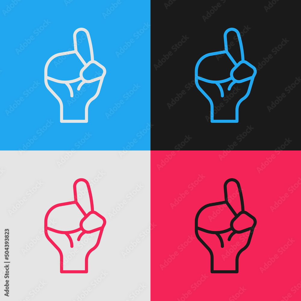 Pop art line Hands in praying position icon isolated on color background. Praying hand islam muslim religion spirituality religious. Vector Pop art line Hands in praying position icon isolated on color background. Praying hand islam muslim religion spirituality religious. Vector