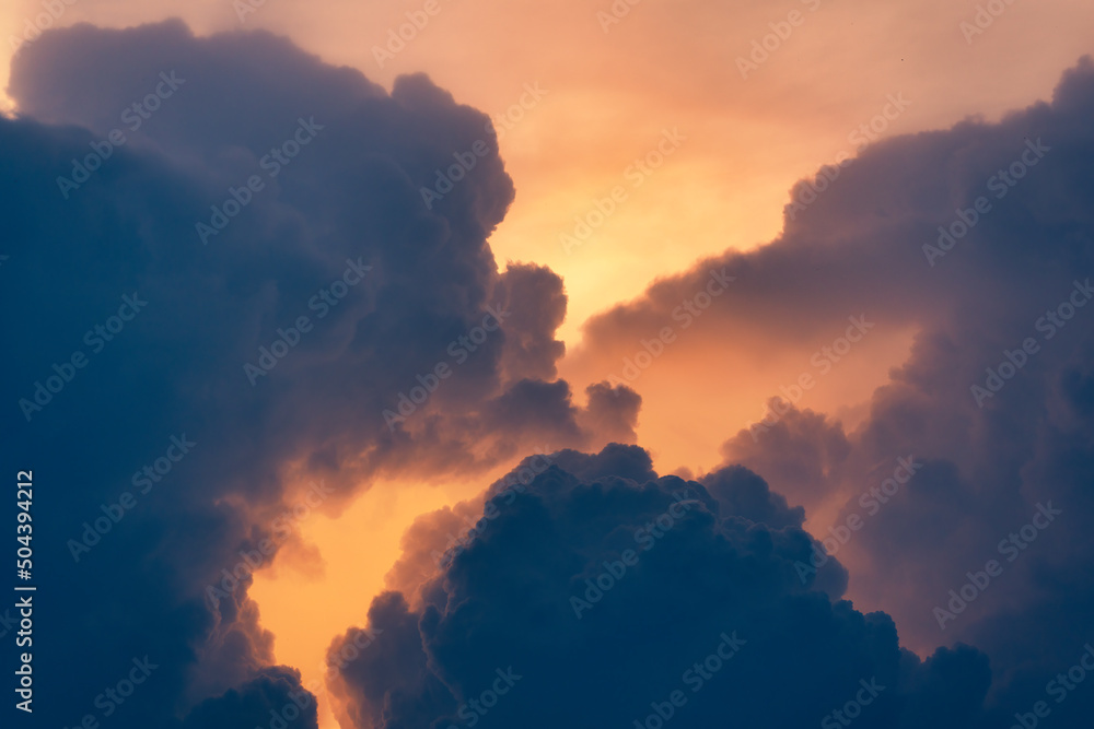Beautiful dramatic sky and cumulus clouds in the sunset Beautiful dramatic sky and cumulus clouds in the sunset