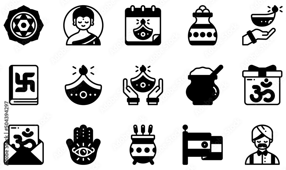 Set of Vector Icons Related to Diwali. Contains such Icons as Anahata, Buddha, Dhanteras, Diwali, Diya, Hamsa and more. Set of Vector Icons Related to Diwali. Contains such Icons as Anahata, Buddha, Dhanteras, Diwali, Diya, Hamsa and more.