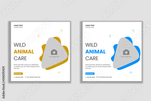 Animal care abstract social media and web banner template