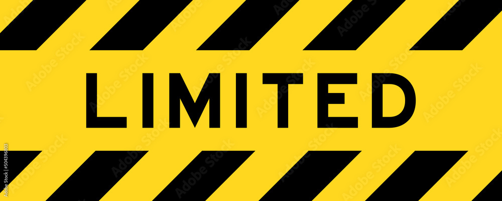 Yellow and black color with line striped label banner with word limited Yellow and black color with line striped label banner with word limited