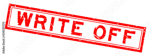 Grunge red write off word square rubber seal stamp on white background