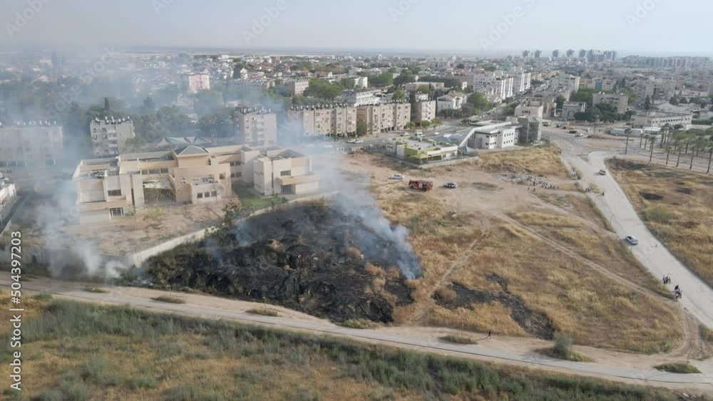 Field At Fire At Southern District Israel City, Netivot Field At Fire At Southern District Israel City, Netivot
