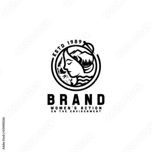 creative adventure logo design concept, women action in the environment logo ideas emblems icon vector template