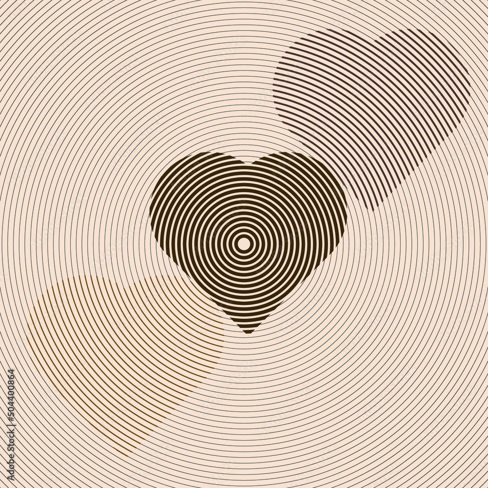 Heart Logo with lines. Hearts unusual icon Design .Black Vector stripes .Geometric shape.