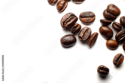 roasted coffee bean isolated on white background