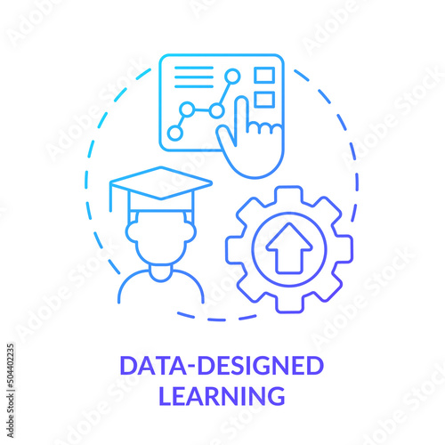 Data-designed learning blue gradient concept icon. Trend in skill development abstract idea thin line illustration. Content engagement. Isolated outline drawing. Myriad Pro-Bold font used