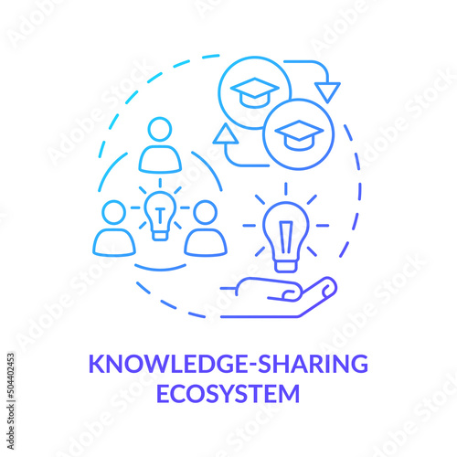 Knowledge-sharing ecosystem blue gradient concept icon. Trendy skill to learn abstract idea thin line illustration. Exchange experience. Isolated outline drawing. Myriad Pro-Bold font used