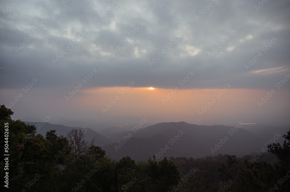 Beautiful sunrise on doi khuntan national park.h